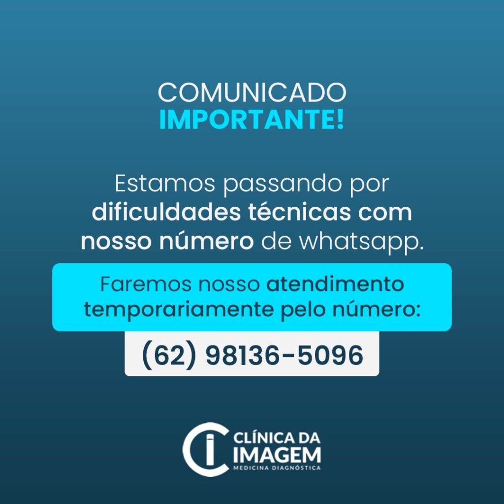 COMUNICADO IMPORTANTE! Estamos passando por dificuldades técnicas com nosso número de WhatsApp. Faremos nosso atendimento temporariamente pelo número: (62) 98136-5096